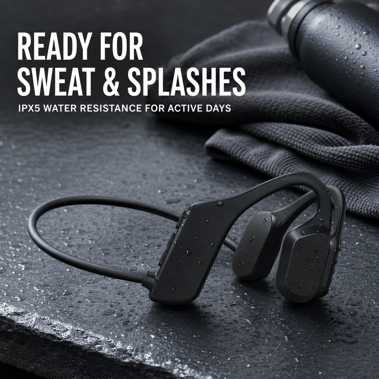 🎧 Open-Ear Bone Conduction Headphones – Lightweight, IPX5 & 6-Hour Playtime
