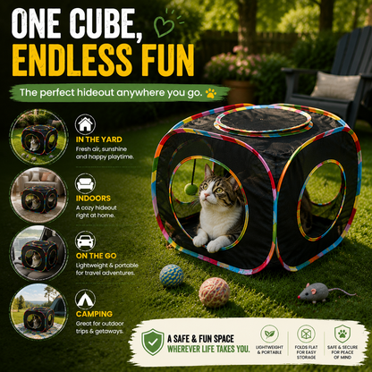 🐾 Foldable Cat Play Cube – A Cozy Hideout for Curious Cats