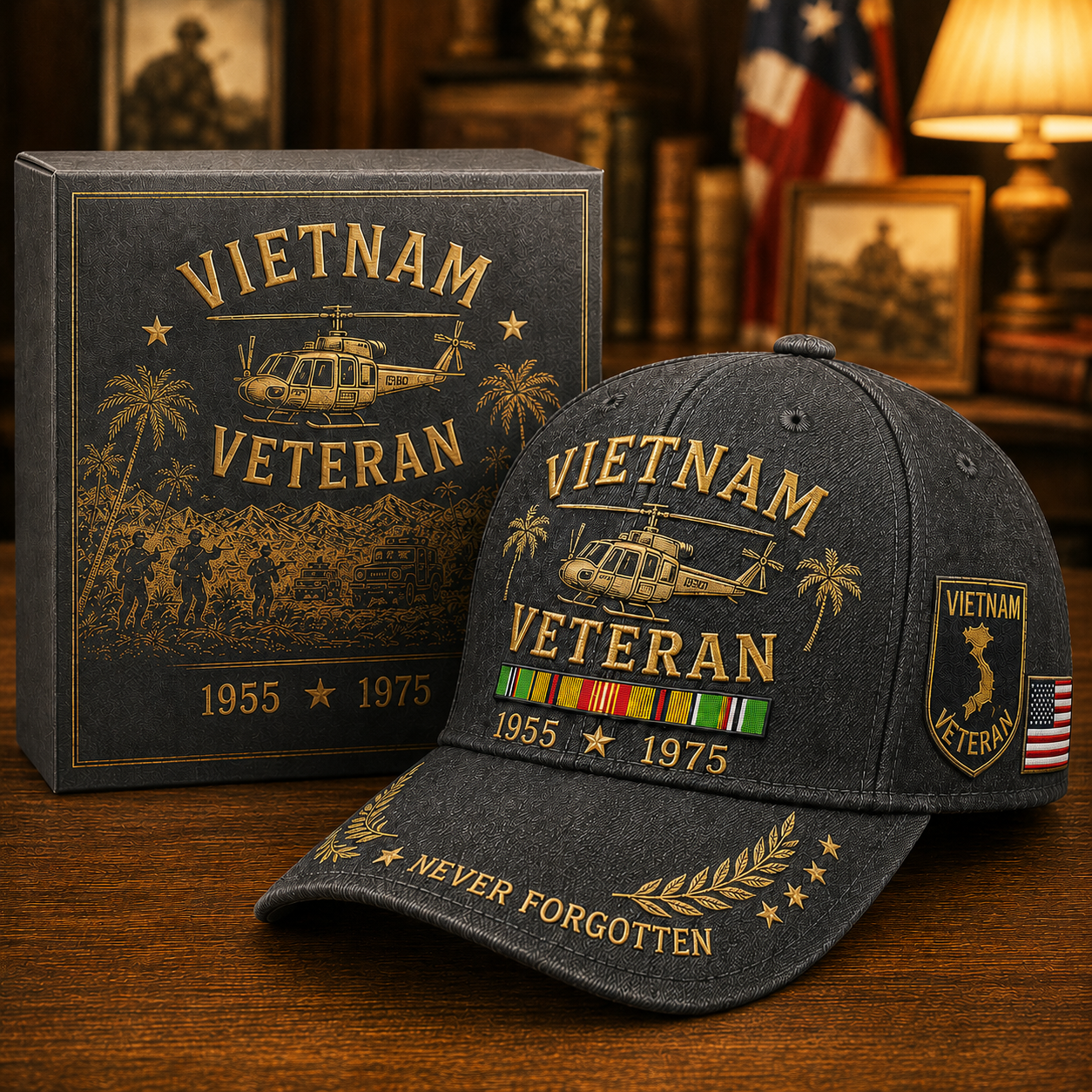 Gray veteran commemorative cap