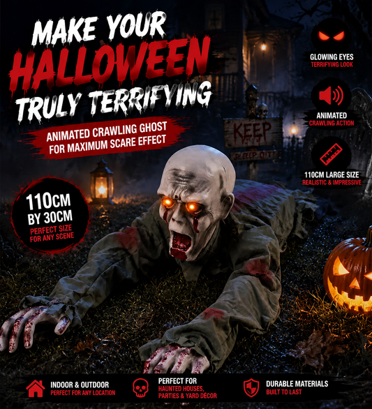 🎃 Creepy Crawling Ghost With Glowing Eyes – The Ultimate Halloween Yard Decoration