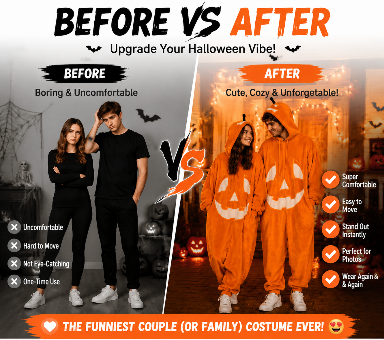 🔥50% off on the last day| 🎃 Pumpkin Plush Halloween Onesie – Cozy Fleece Costume Pajama for Women & Men