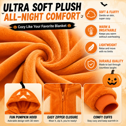 🔥50% off on the last day| 🎃 Pumpkin Plush Halloween Onesie – Cozy Fleece Costume Pajama for Women & Men