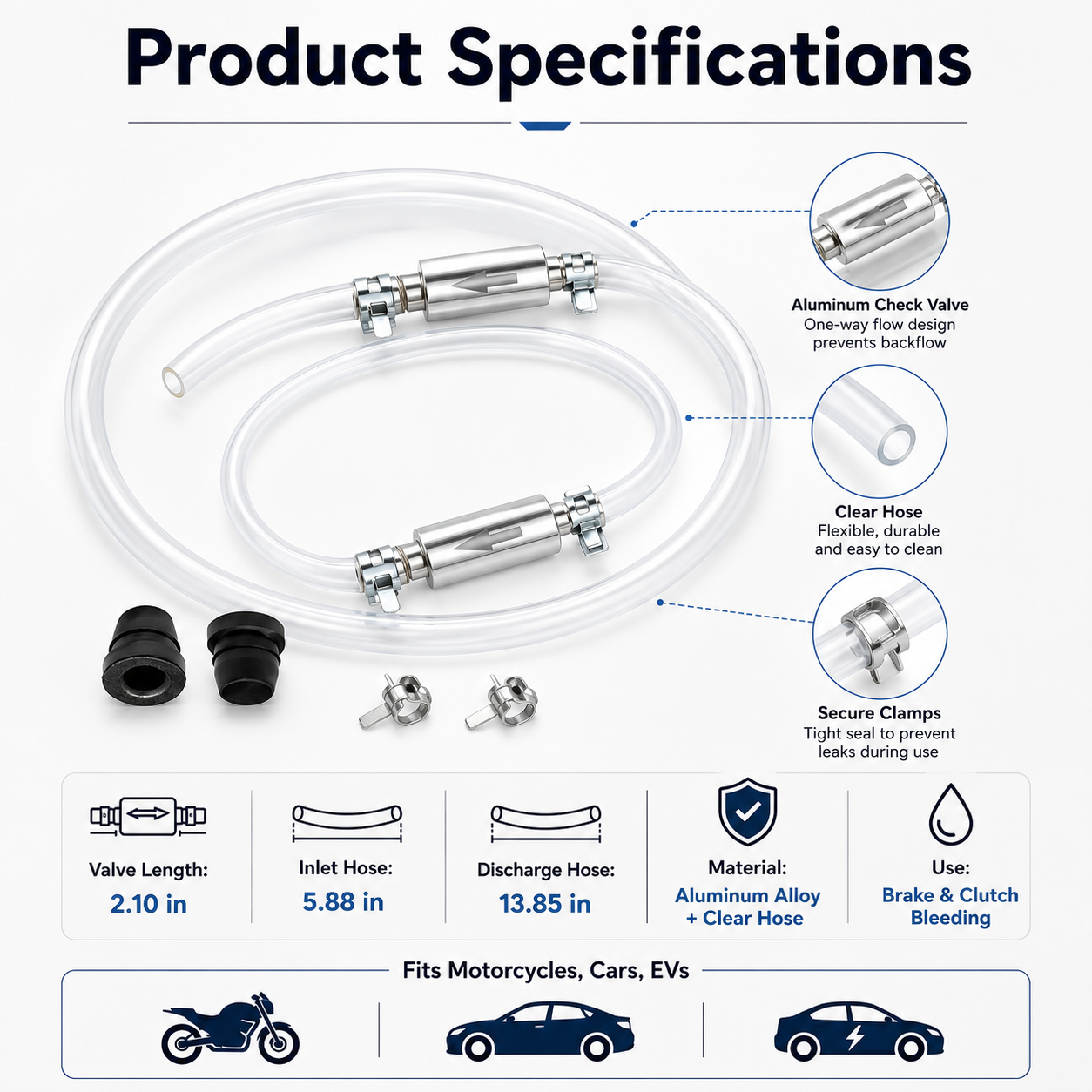 🔥HOT SALE🔥2pack Car Brake Bleeder Hose Kit with One Way Check Valve