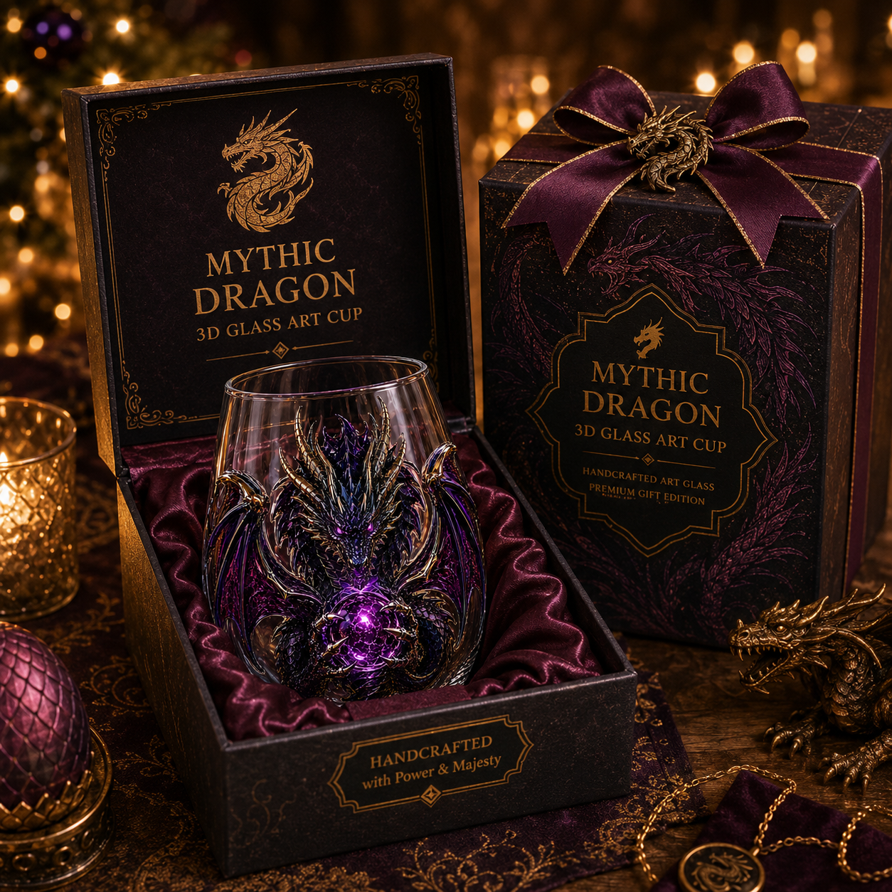 🐉 3D Mythic Dragon Glass Art Cup | Luxury Raised Fantasy Glassware for Whiskey✨