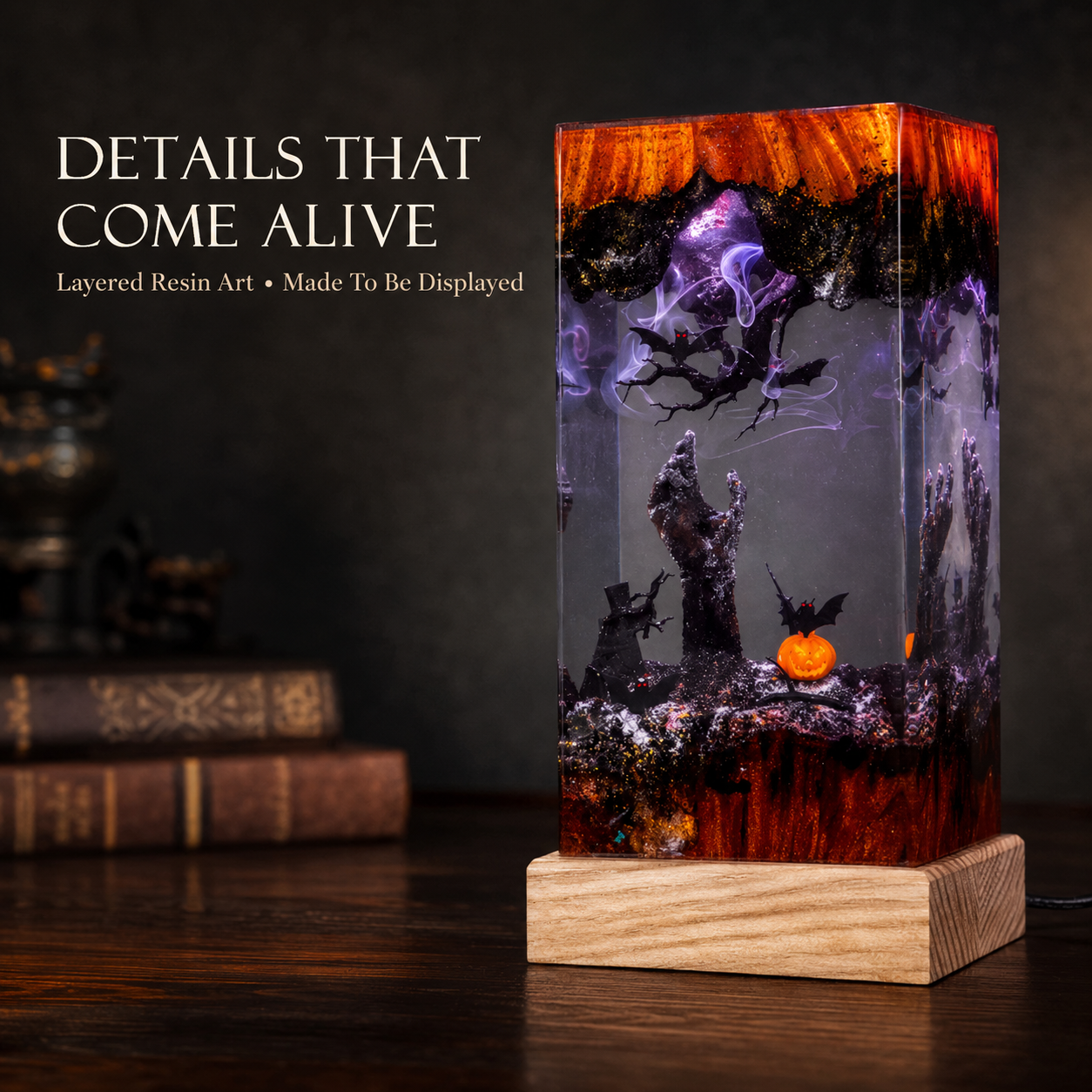 Gothic Resin Scene Night Light 🎃 – 4 Enchanting Styles