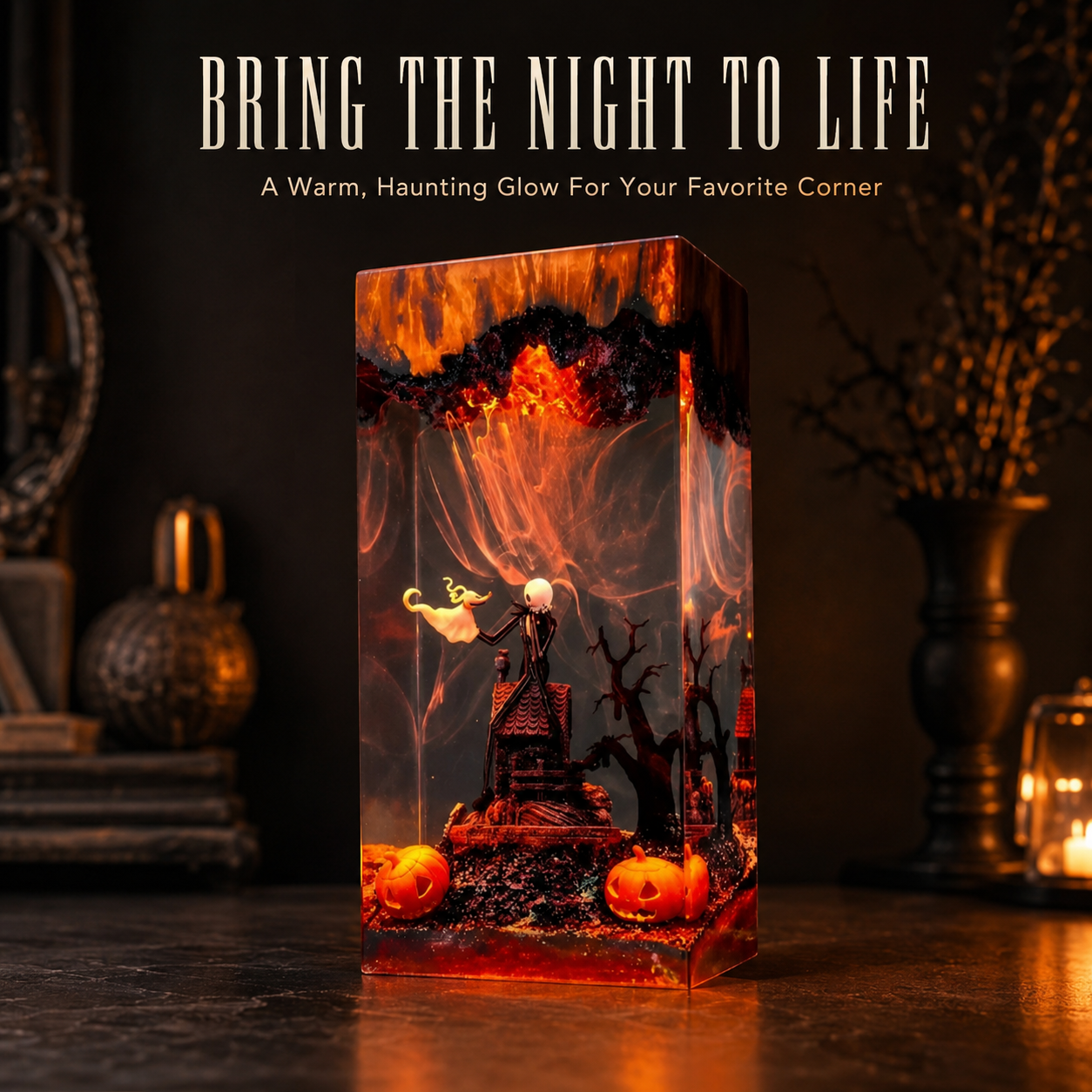 Gothic Resin Scene Night Light 🎃 – 4 Enchanting Styles