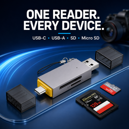 📸 4-in-1 SD & Micro SD Card Reader – USB-C + USB-A Fast Transfer Adapter