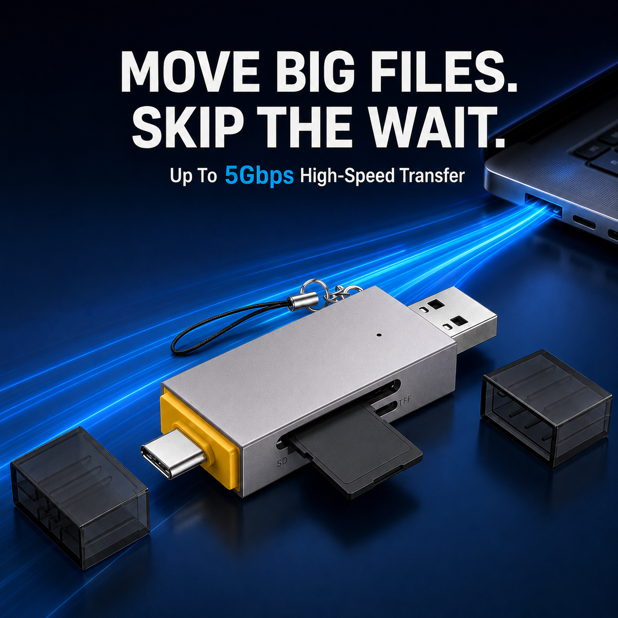 📸 4-in-1 SD & Micro SD Card Reader – USB-C + USB-A Fast Transfer Adapter