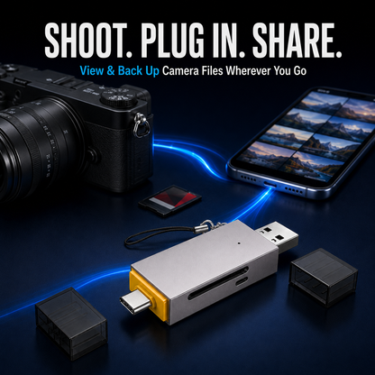 📸 4-in-1 SD & Micro SD Card Reader – USB-C + USB-A Fast Transfer Adapter