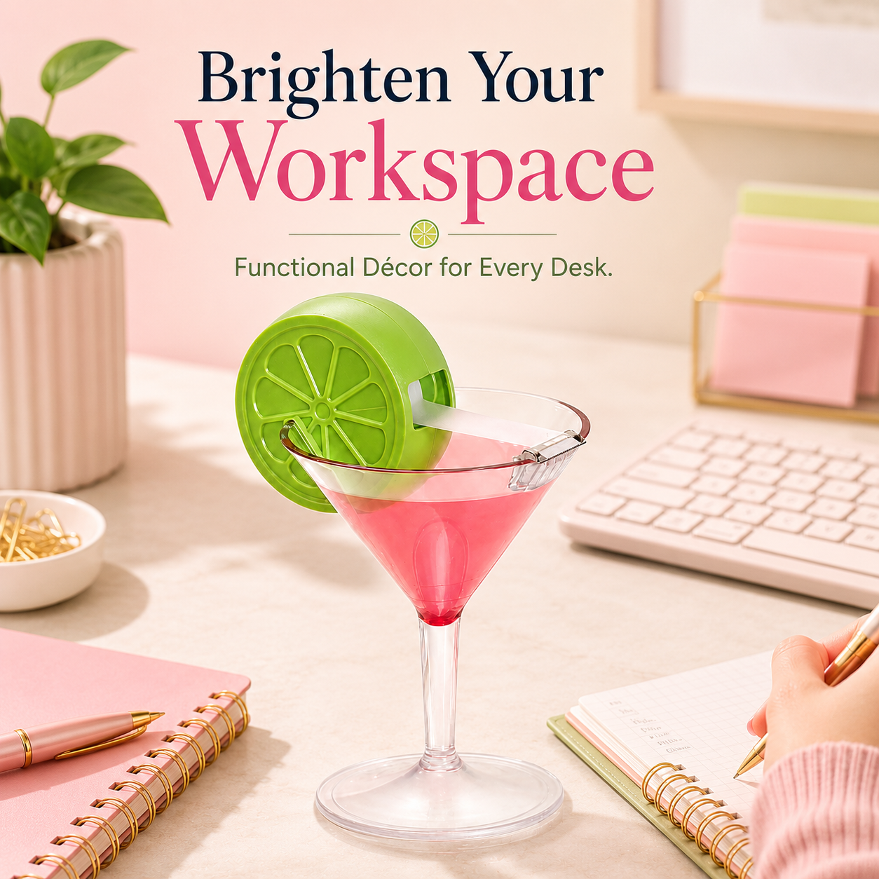 🍸 Cocktail Glass Tape Dispenser – Fun Desk Accessory