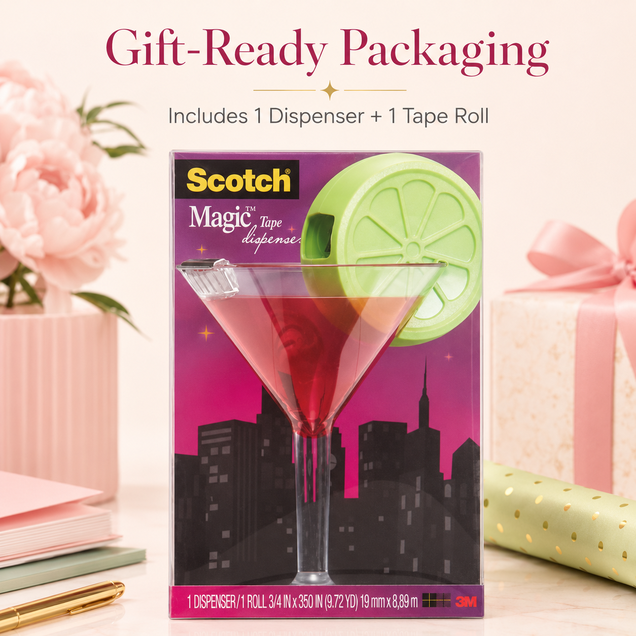🍸 Cocktail Glass Tape Dispenser – Fun Desk Accessory