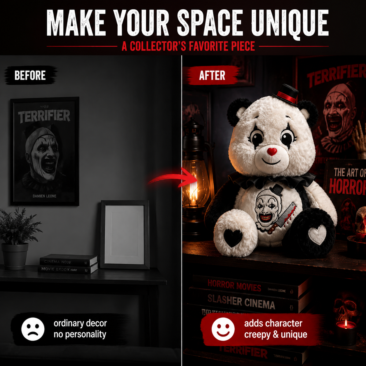 🎭 Art the Clown Teddy Terrors™ Plush | Terrifier Horror Collectible