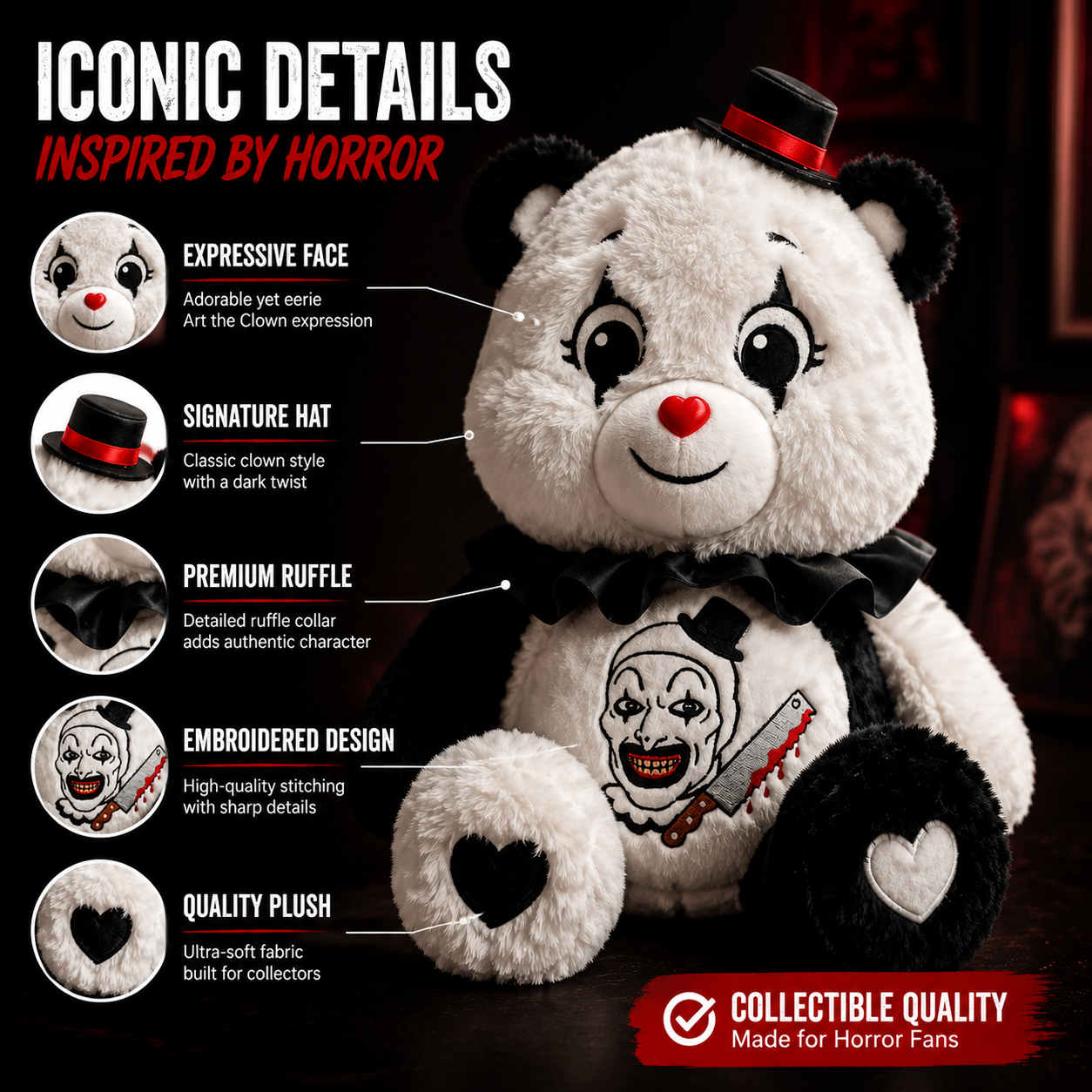 🎭 Art the Clown Teddy Terrors™ Plush | Terrifier Horror Collectible