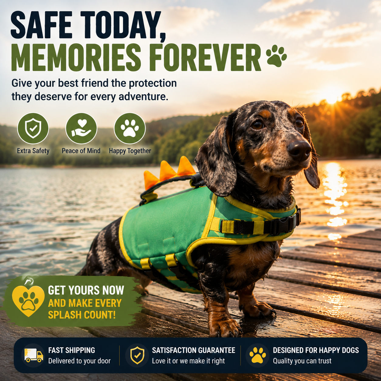 🐾 Dog Life Jacket With Rescue Handle | Flotation Vest For Swimming & Boating