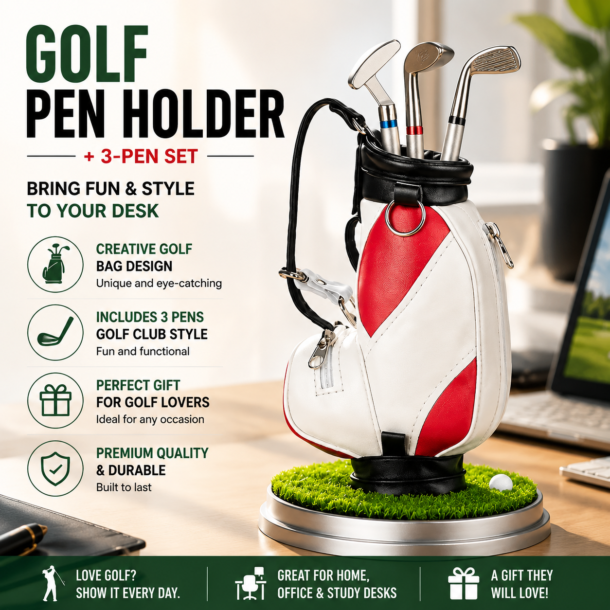 🔥50% off on the last day|⛳ Creative Golf Pen Holder with 3 Pens