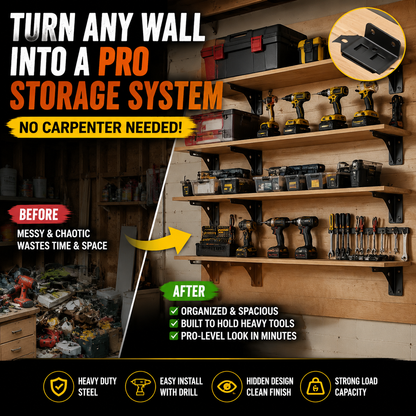 🧱 Build Strong Storage Walls in Minutes – Heavy Duty Hidden Bracket Kit