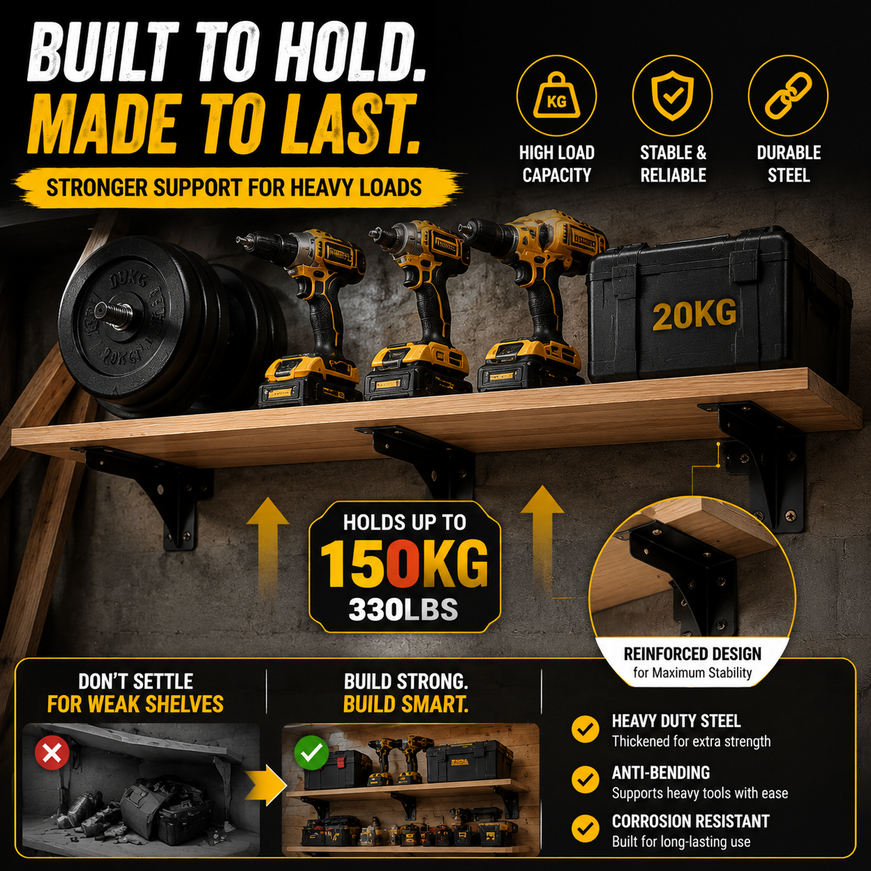 🧱 Build Strong Storage Walls in Minutes – Heavy Duty Hidden Bracket Kit