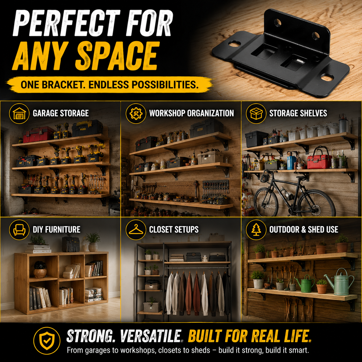🧱 Build Strong Storage Walls in Minutes – Heavy Duty Hidden Bracket Kit