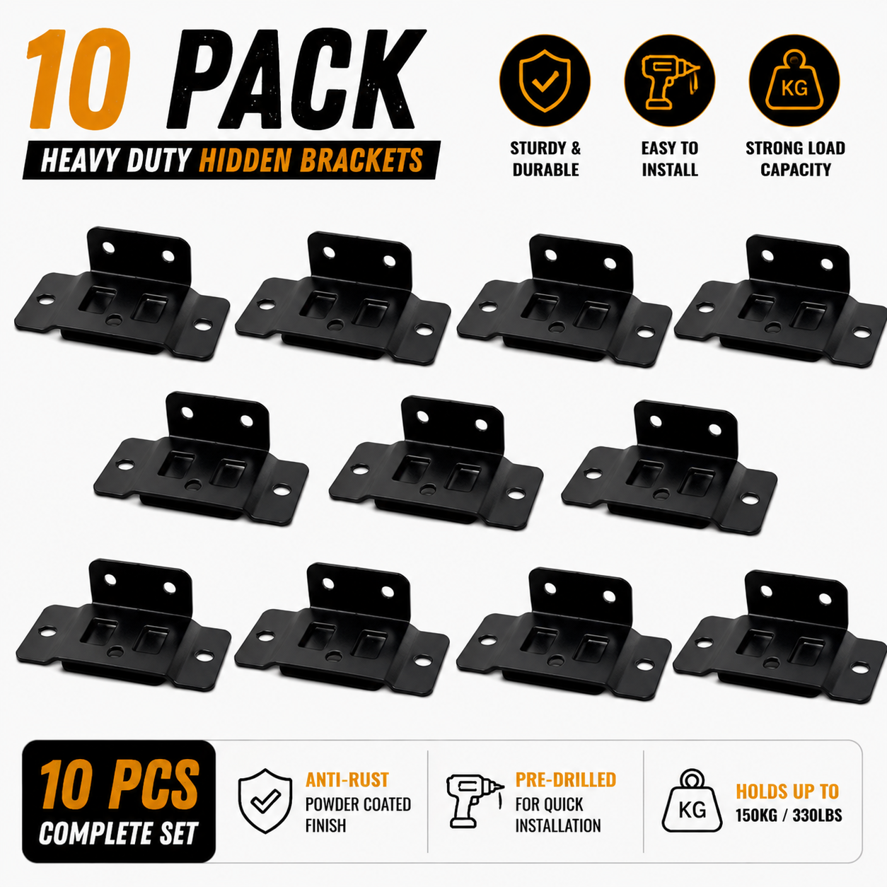 🧱 Build Strong Storage Walls in Minutes – Heavy Duty Hidden Bracket Kit