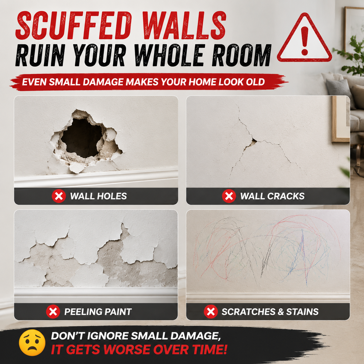 🧴 Fix Wall Holes in Minutes – No Tools, No Mess, No Expensive Repair