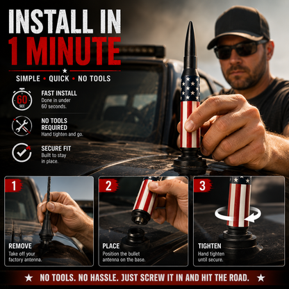 🔥 50% OFF | Universal 50 Cal Bullet Antenna | 9 Adapters Included | Fits Most Vehicles