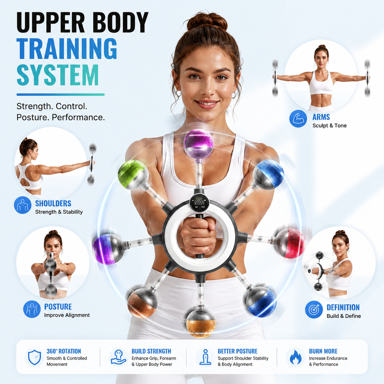 Merach 360° Wrist & Forearm Trainer | Upper Body Strength & Home Gym Tool
