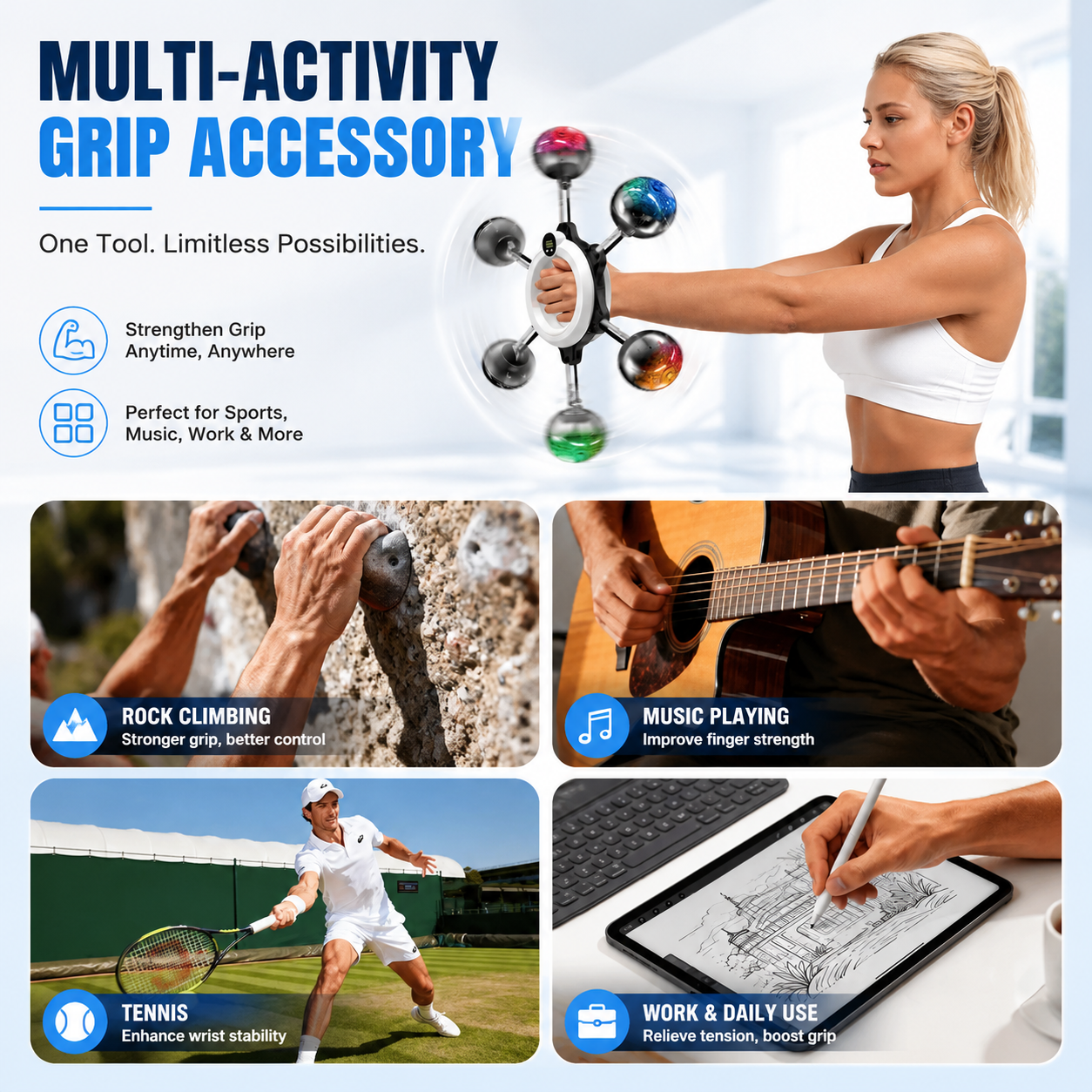 Merach 360° Wrist & Forearm Trainer | Upper Body Strength & Home Gym Tool