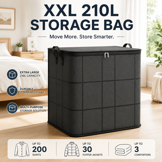 🔥 LAST DAY 50% OFF! 🏠 XXL 210L Storage Bag – Large Capacity Moving & Closet Organizer for Quilts, Bedding & Sweaters