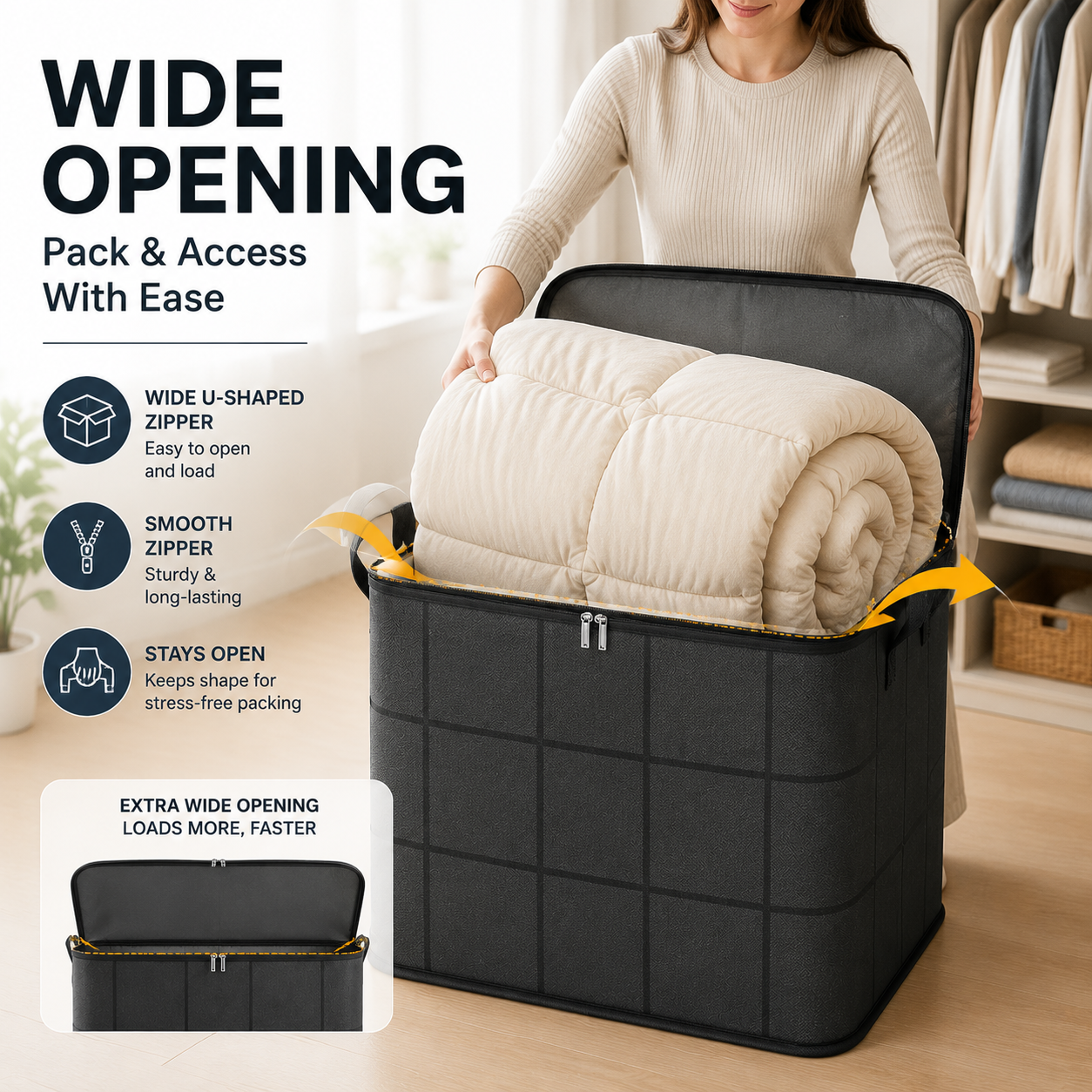 🔥 LAST DAY 50% OFF! 🏠 XXL 210L Storage Bag – Large Capacity Moving & Closet Organizer for Quilts, Bedding & Sweaters