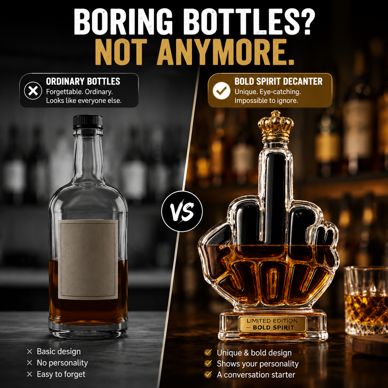 🥃 Whiskey Decanter Bottle – Unique Bar Display Gift For Whiskey Lovers