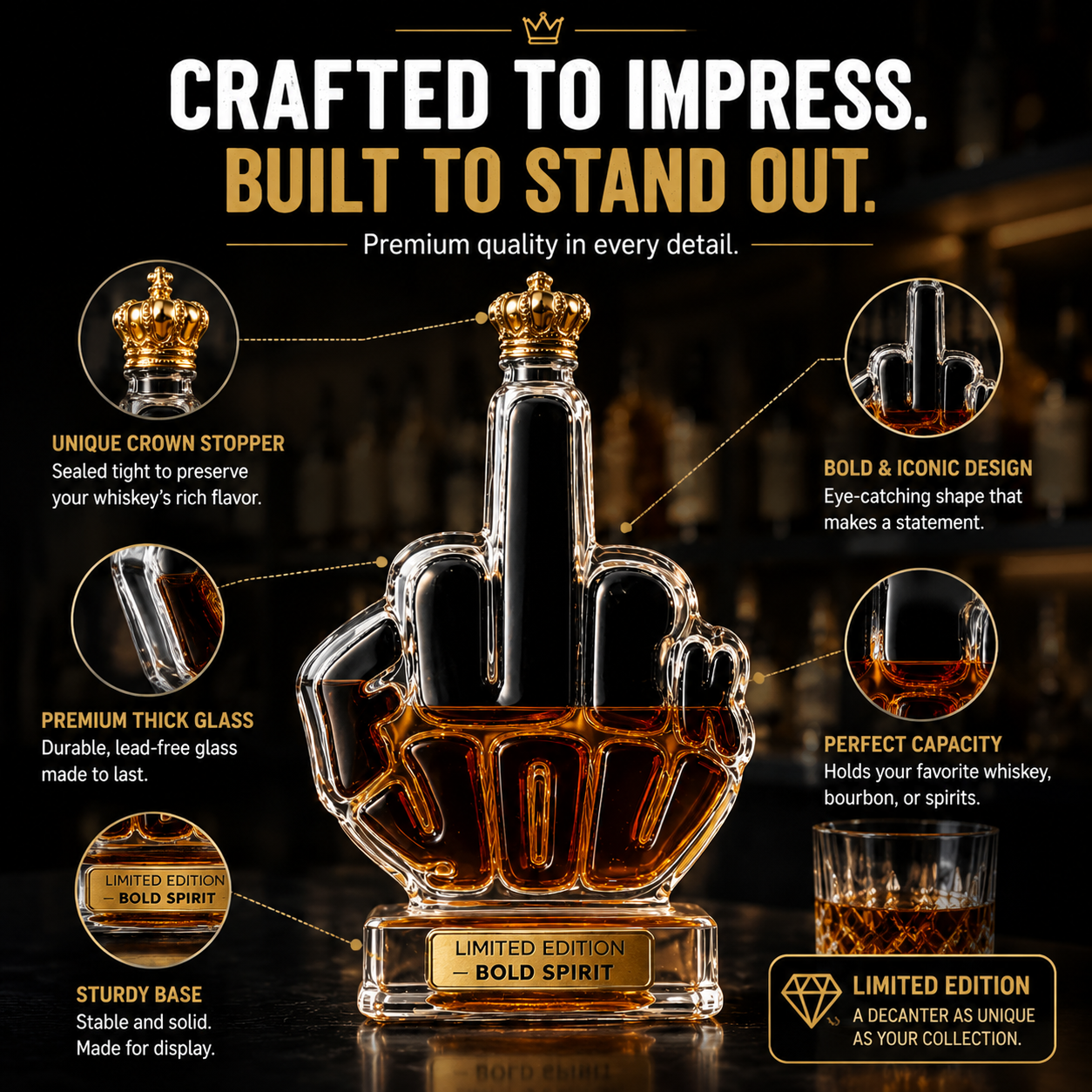 🥃 Whiskey Decanter Bottle – Unique Bar Display Gift For Whiskey Lovers