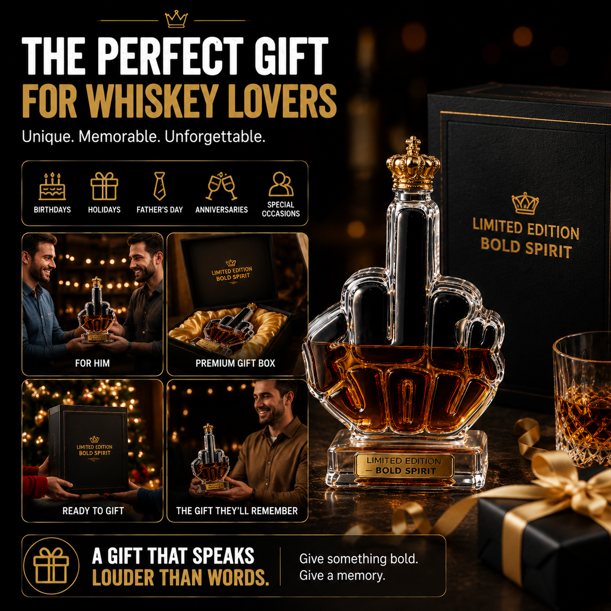 🥃 Whiskey Decanter Bottle – Unique Bar Display Gift For Whiskey Lovers