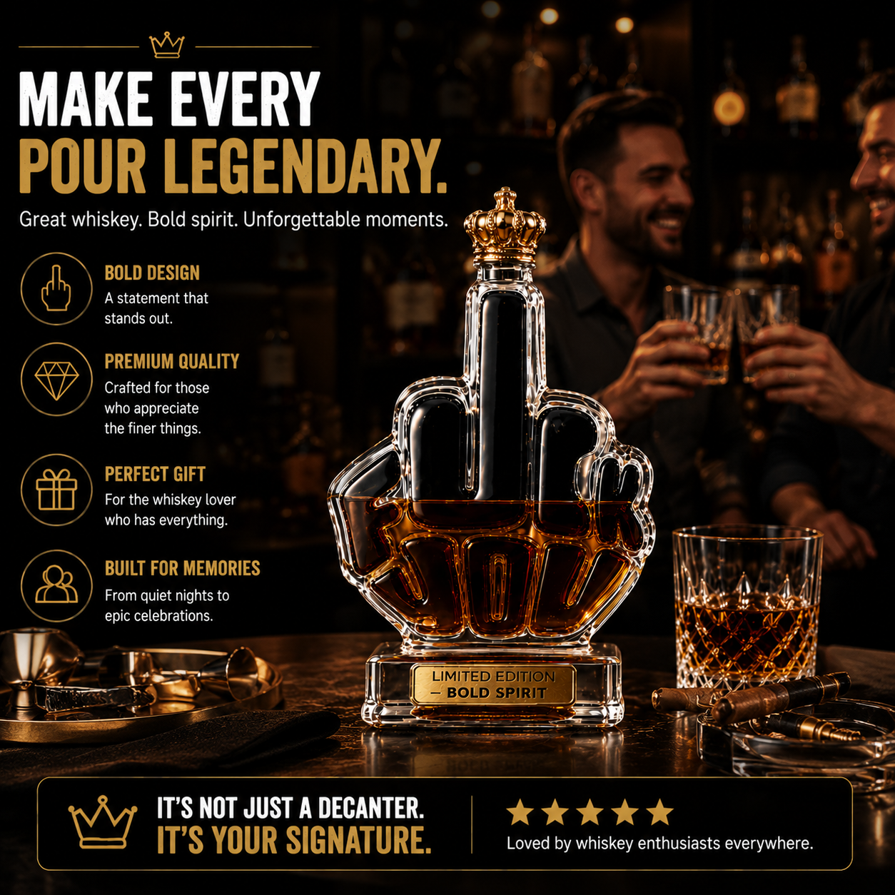 🥃 Whiskey Decanter Bottle – Unique Bar Display Gift For Whiskey Lovers