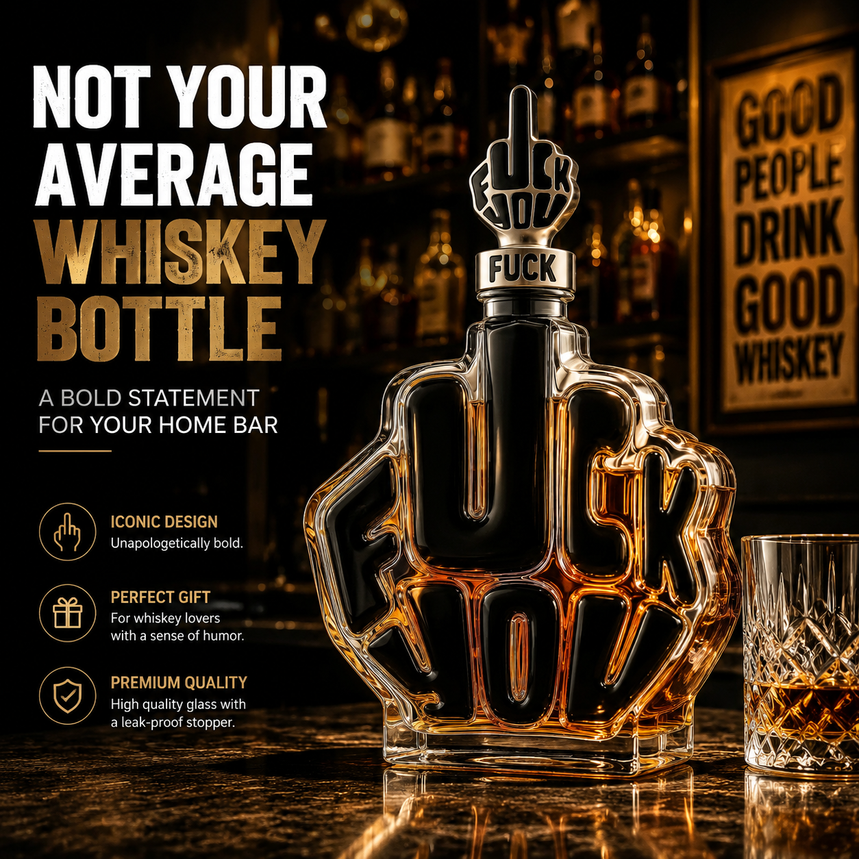 🥃 Whiskey Decanter Bottle | Unique Bar Display Gift for Whiskey Lovers & Collectors