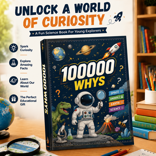 📚 100,000 Whys Kids Learning Notebook – Fun Educational Journal for Curious Young Minds