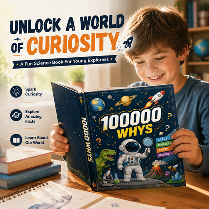 📚 100,000 Whys Kids Learning Notebook – Fun Educational Journal for Curious Young Minds
