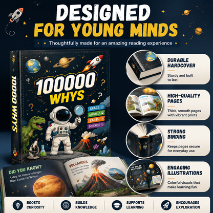 📚 100,000 Whys Kids Learning Notebook – Fun Educational Journal for Curious Young Minds