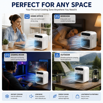 🥶 Portable Mini Air Conditioner Fan – Personal Cooling Mist Fan For Desk & Home
