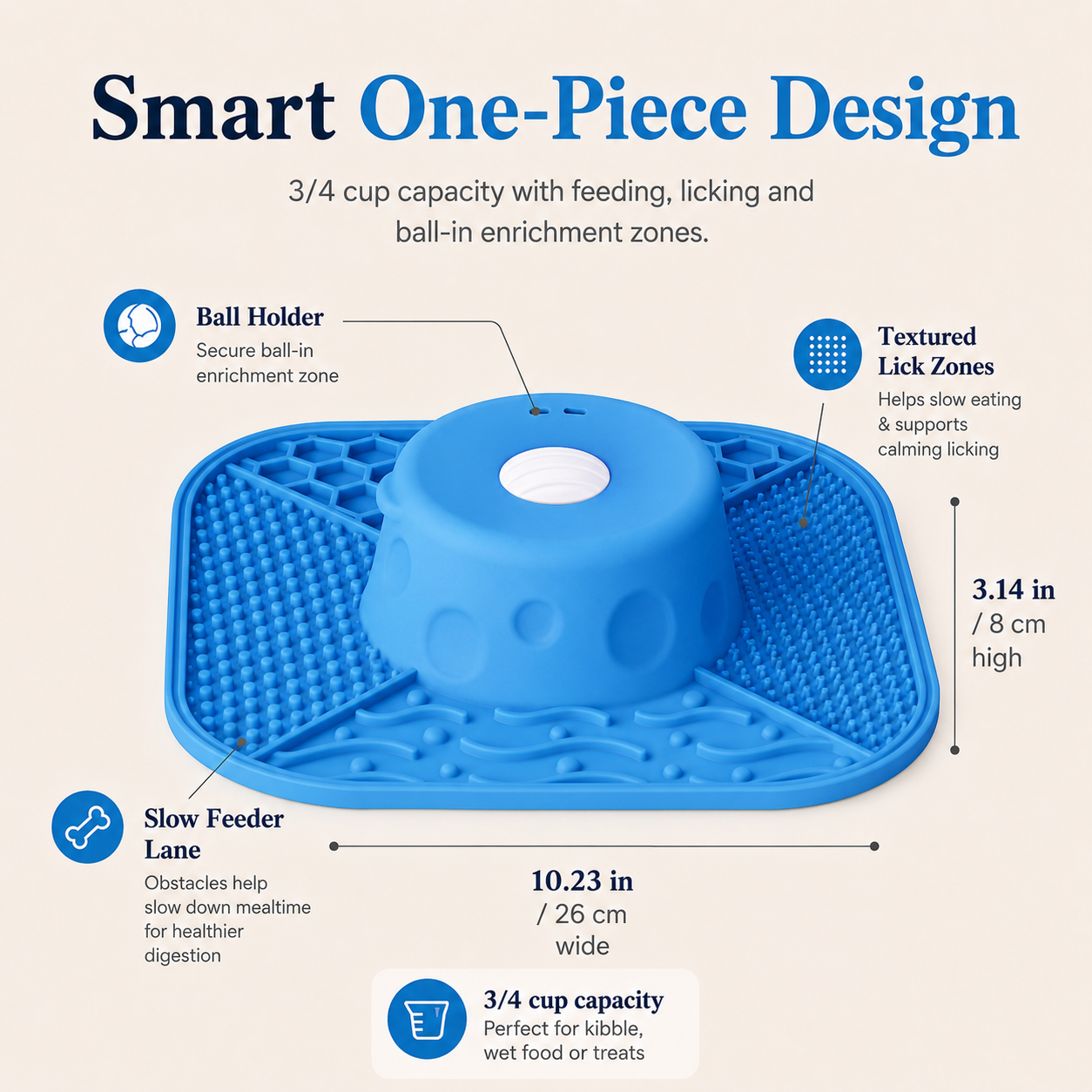 🐶 Slow Feeder Licking Bowl – Anti-Slip,3/4 Cup, Dishwasher Safe
