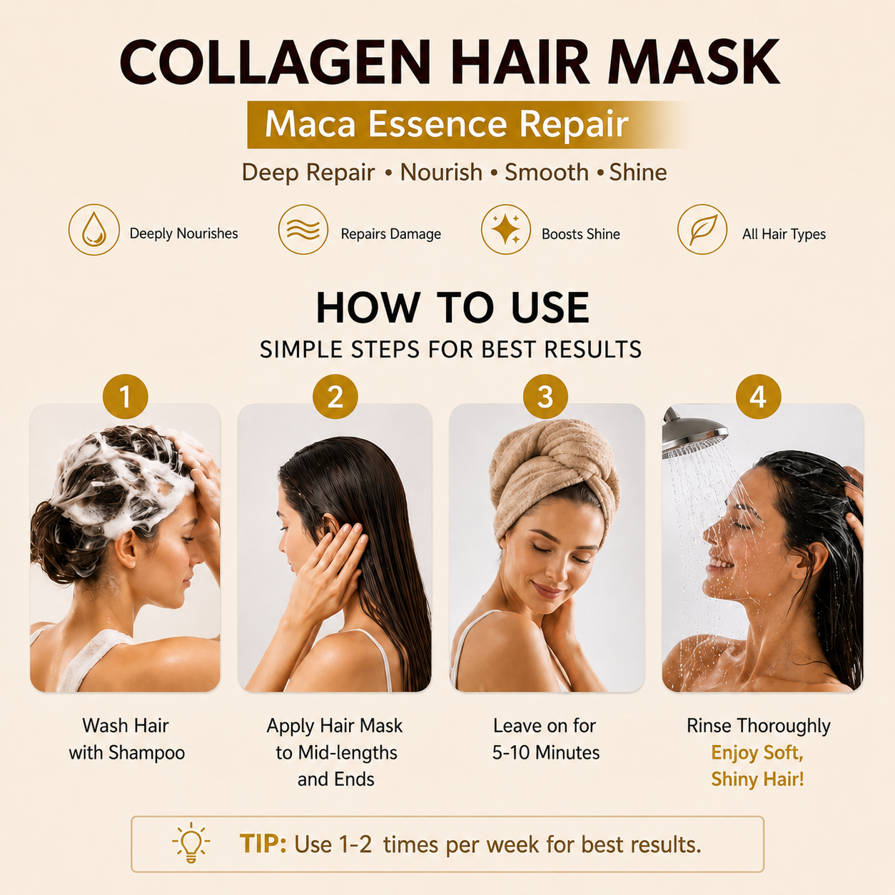 ✨ Bestseller Collagen Hair Mask 500ml – Deep Repair with Argan Oil 💖