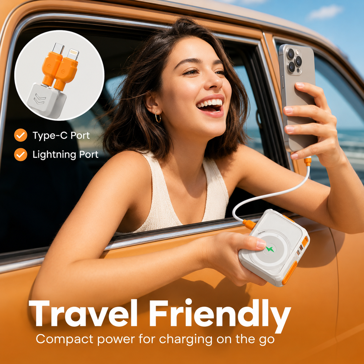 ⚡ All-in-One Magnetic Power Bank with Built-In Plug & Cable