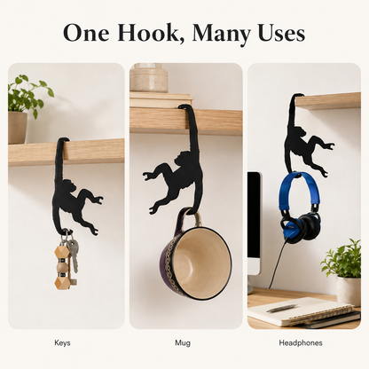 Monkey Hanger Hooks – 3-Pack Space-Saving Utility Hooks