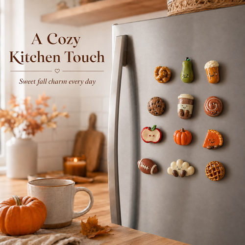 🍂 Cute Fall Clay Fridge Magnets – Cozy Autumn Decor Set