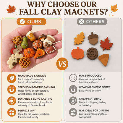 🍂 Cute Fall Clay Fridge Magnets – Cozy Autumn Decor Set