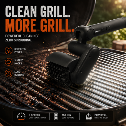 🔥 Cordless Electric Grill Cleaner Brush | 3 Speeds & 2 Brush Heads