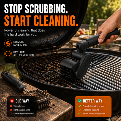 🔥 Cordless Electric Grill Cleaner Brush | 3 Speeds & 2 Brush Heads