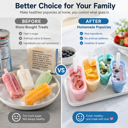 🍓 Homemade Popsicle Mold Set – Easy DIY Frozen Treat Maker
