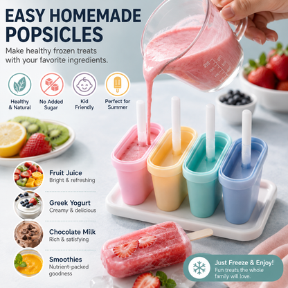 🍓 Homemade Popsicle Mold Set – Easy DIY Frozen Treat Maker