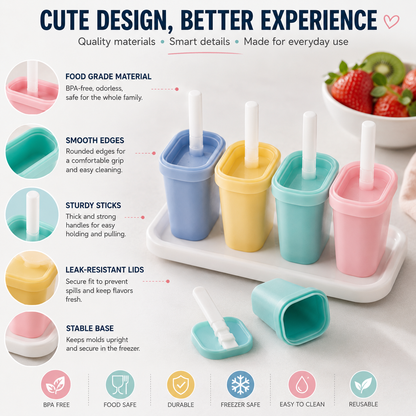 🍓 Homemade Popsicle Mold Set – Easy DIY Frozen Treat Maker