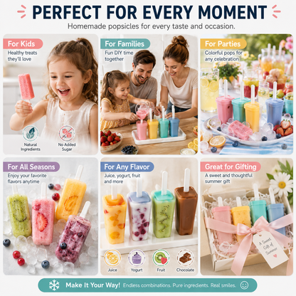 🍓 Homemade Popsicle Mold Set – Easy DIY Frozen Treat Maker